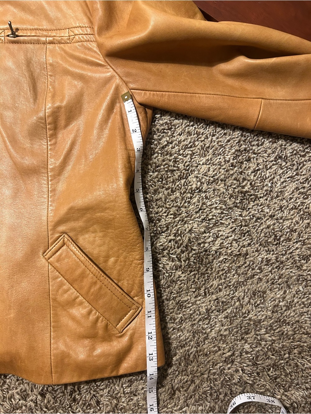 Vintage J Crew Tan Lamb Leather Jacket Size Medium - Picture 7 of 8